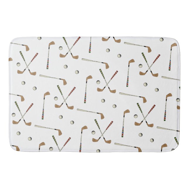 Classic Retro Golf Golfer Club Ball Pattern   Bath Mat (Front)