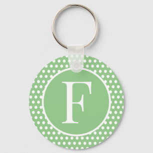 Classic Retro initial letter Polka Dots Key Ring