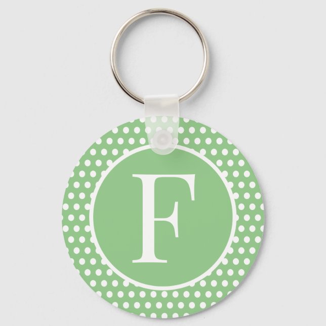 Classic Retro initial letter Polka Dots Key Ring (Front)