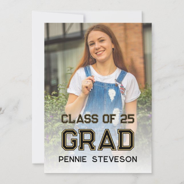 Classic Retro Photo Casual Graduation Party Invitation (Front)