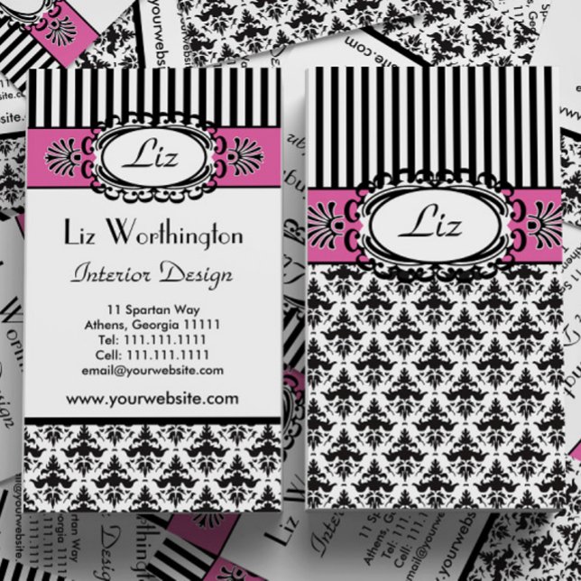 Classic Retro Pink and Black Paris Chic Business Card (Creator Uploaded)