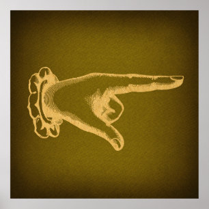Classic Retro Pointing Finger Hand Pointing Art Poster