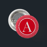 Classic Retro Polka Dots Red Custom initial letter 3 Cm Round Badge<br><div class="desc">Custom initial letter Polka Dot red and white.  Font can be changed by clicking the "Edit Design" button.</div>