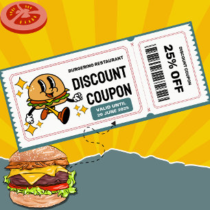 Classic Retro Quirky Cartoon Burger Character  Rack Card