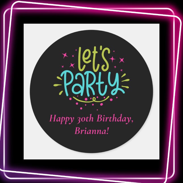 Classic Retro Simple Let's Celebrate Birthday Classic Round Sticker (Creator Uploaded)