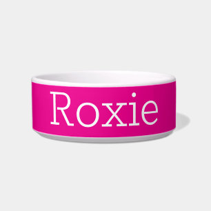 Classic Retro Solid Colour Hot Pink Magenta Name Bowl
