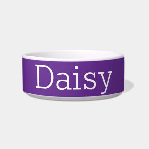 Classic Retro Solid Colour Purple Custom Name Pet Bowl