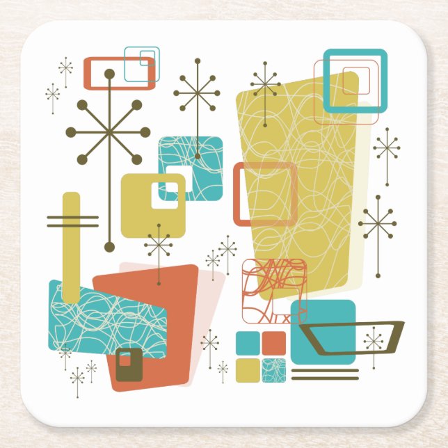 Classic Retro Square Paper Coaster (Front)