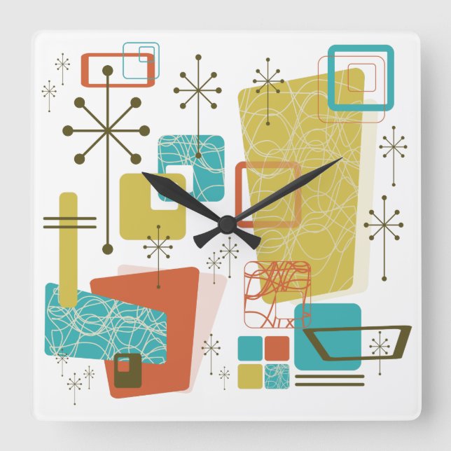 Classic Retro Square Wall Clock (Front)