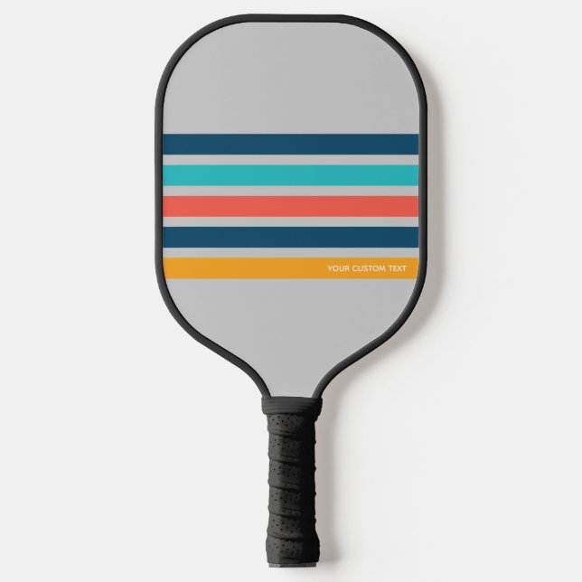 Classic Retro Stripes Personalised Text Pickleball Pickleball Paddle (Front)