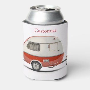 Classic Retro Teardrop Camper Thunder_Cove Can Cooler
