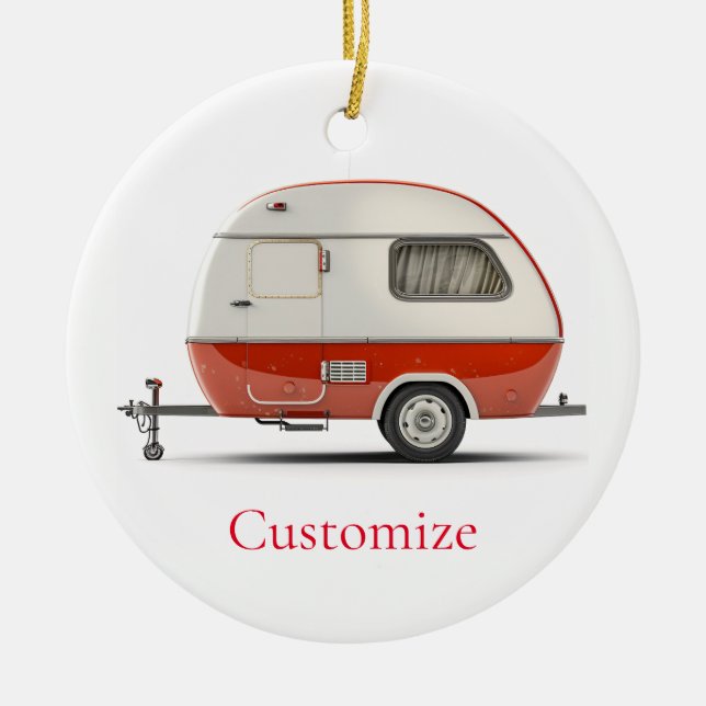 Classic Retro Teardrop Camper Thunder_Cove Ceramic Ornament (Front)