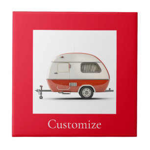 Classic Retro Teardrop Camper Thunder_Cove Ceramic Tile