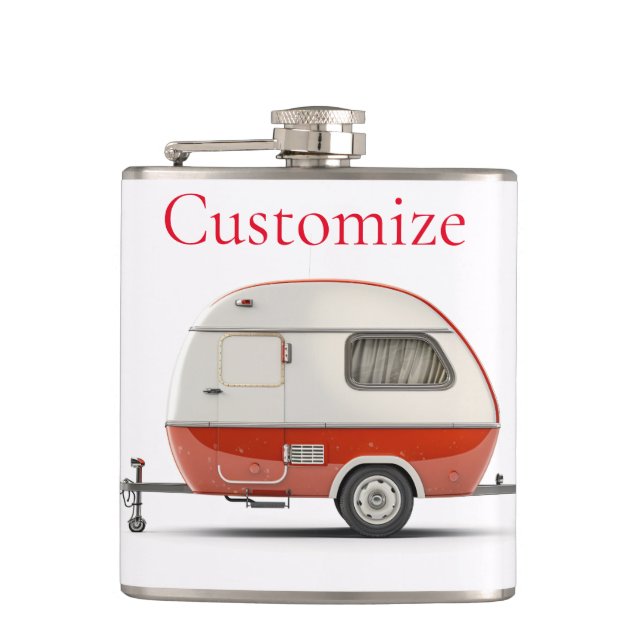 Classic Retro Teardrop Camper Thunder_Cove Hip Flask (Front)
