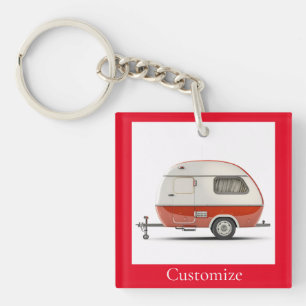 Classic Retro Teardrop Camper Thunder_Cove Key Ring