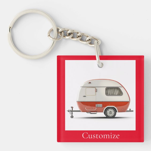 Classic Retro Teardrop Camper Thunder_Cove Key Ring (Front)