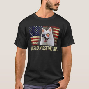 Classic Retro Usa Flag American Eskimo Dad Fathers T-Shirt