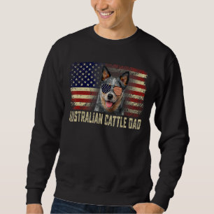 Classic Retro Usa Flag Australian Cattle Dad Fathe Sweatshirt