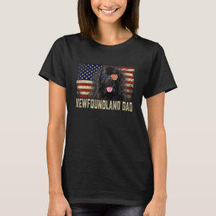 Classic Retro Usa Flag Newfoundland Dad Fathers Da T-Shirt