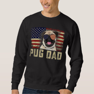 Classic Retro Usa Flag Pug Dad Fathers Day Sweatshirt