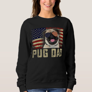 Classic Retro Usa Flag Pug Dad Fathers Day Sweatshirt