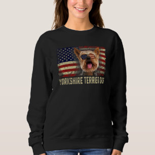 Classic Retro Usa Flag Yorkshire Terrier Dad Fathe Sweatshirt