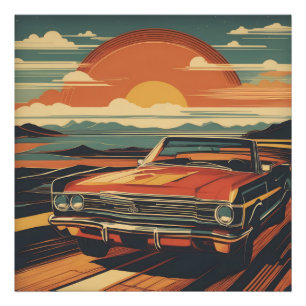 Classic retro vintage car poster