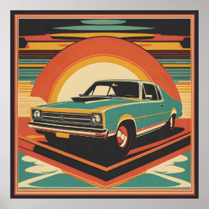 Classic retro vintage car poster