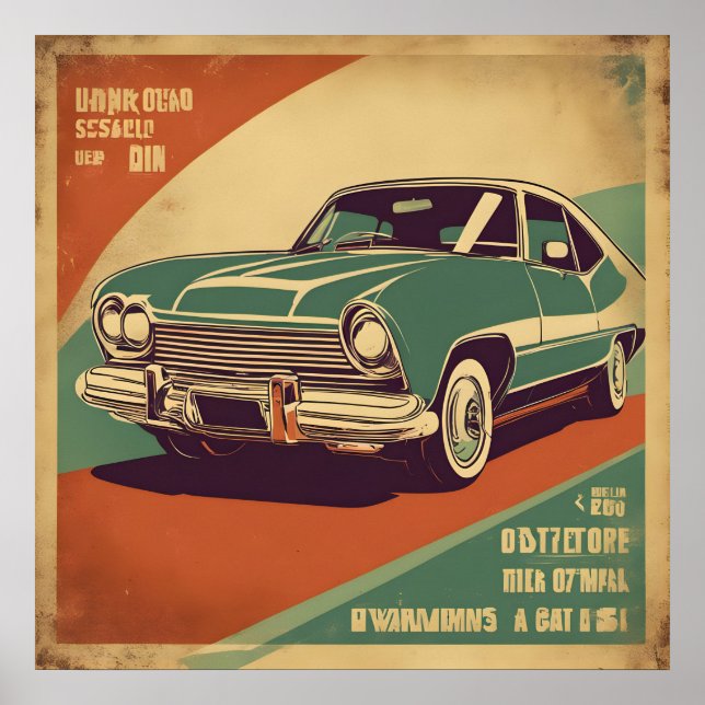 Classic retro vintage car poster (Front)