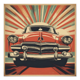 Classic retro vintage car poster