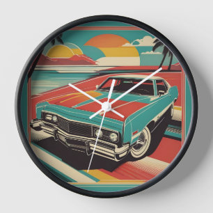 Classic retro vintage car poster clock