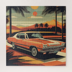 Classic retro vintage car poster jigsaw puzzle