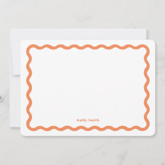 Classic Retro Wavy Apricot Personalised Stationery Card