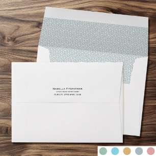 Classic Return Address Greek Key Pattern Grey Envelope