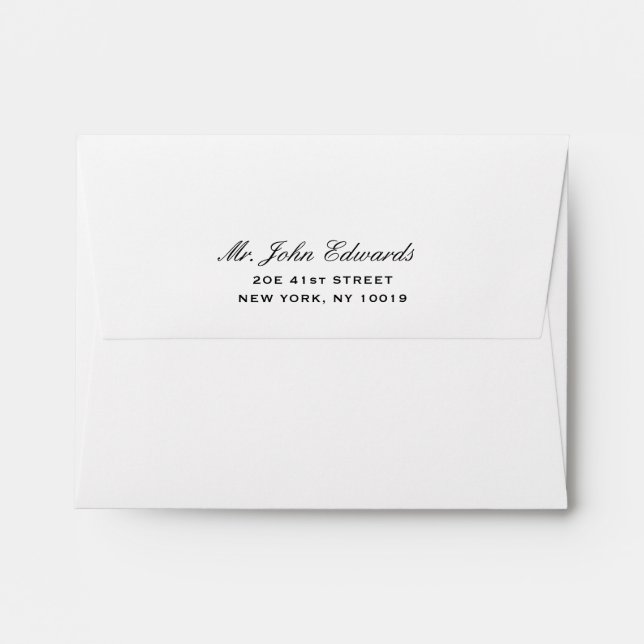 Classic return addressed note card envelope (Back (Top Flap))
