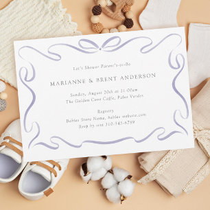 Classic Ribbon Purple Baby Shower Invitation
