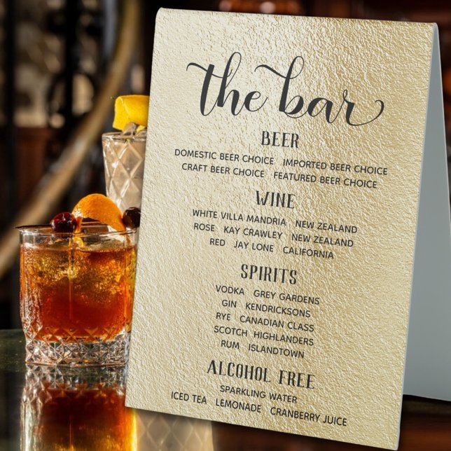 Classic Rippled Gold Bar Menu Standing Sign (Creator Uploaded)