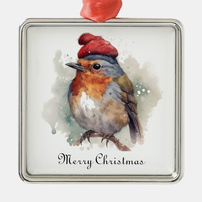 Classic Robin Holiday Tree Heirloom Metal Ornament (Front)