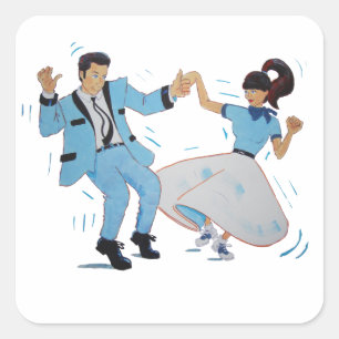 Classic Rock n Roll Jive dancers cartoon Square Sticker