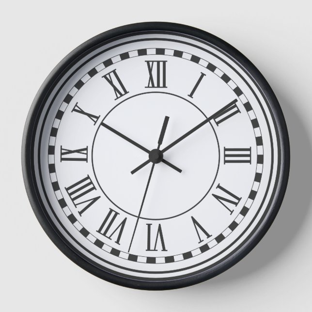 Classic Roman Numeral Wall Clock ⏳ Black & White (Front)