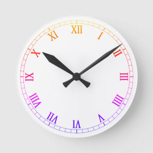 Classic Roman Numerals Rainbow Gradient Round Clock