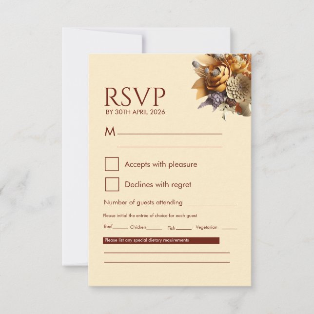 Classic Romance Wedding RSVP Card (Front)