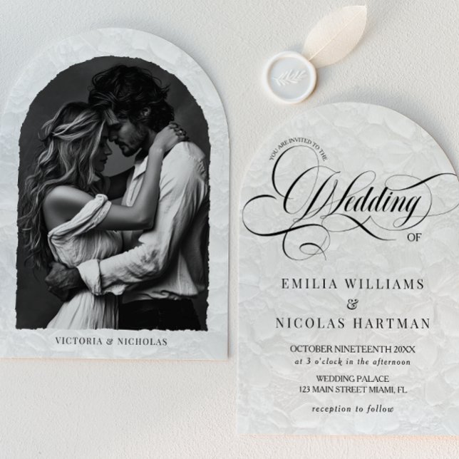 Classic Romantic Calligraphy Wedding Photo Invitation (Creator Uploaded)