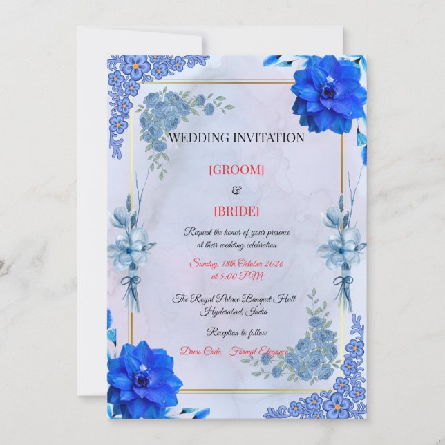 Classic Romantic Marriage Card Template (Front)