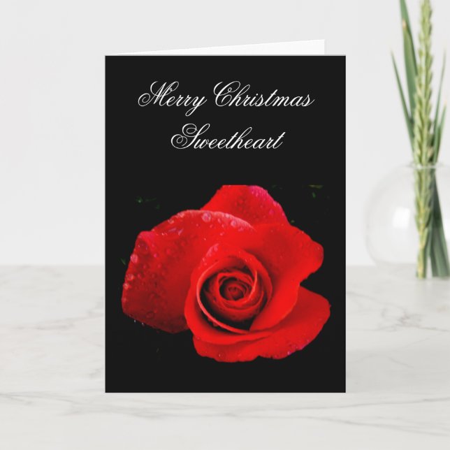 Classic Romantic red Rose Christmas Card (Front)