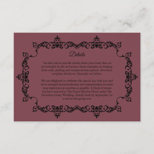 Classic Romantic Rosewood Ornately Framed Wedding Enclosure Card
