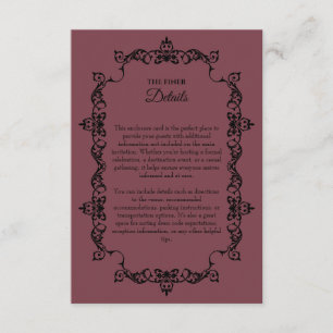 Classic Romantic Rosewood Ornately Framed Wedding Enclosure Card