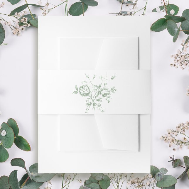 Classic Romantic Sage Rose Invitation Belly Band (Creator Uploaded)