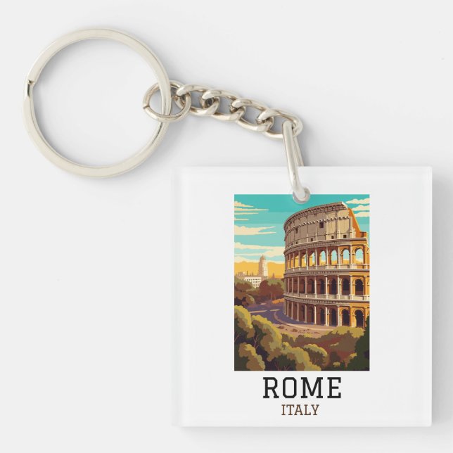 Classic Rome Italy Colosseum Historic Key Ring (Front)