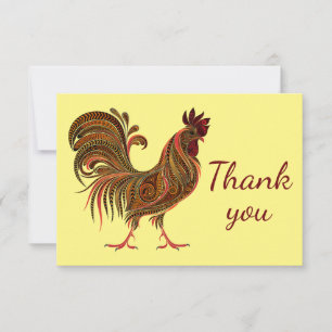 Classic Rooster Chicken Farm Thank You Card